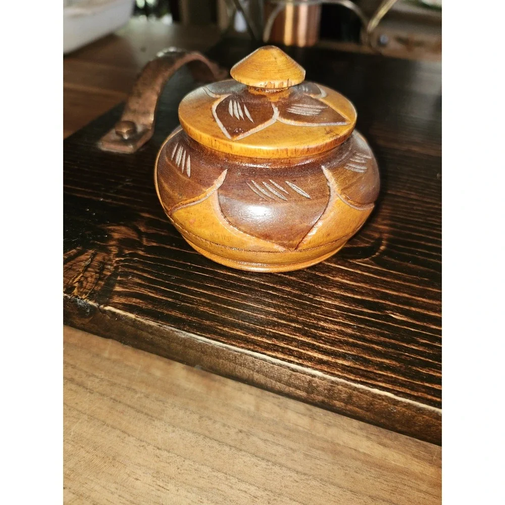 Vintage Hand Carved  Hatian Bowl With Floral Pattern